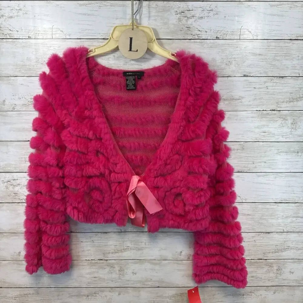 BCBG Max Azaria Cropped Rabbit Fur Jacket - Picture 1 of 3